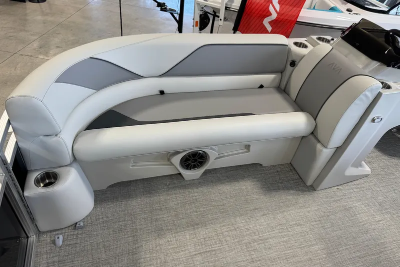 Slide: The Image of Luxurious seating in the 2026 Avalon Venture 85 CR boat, featuring modern design and comfort. - 4
