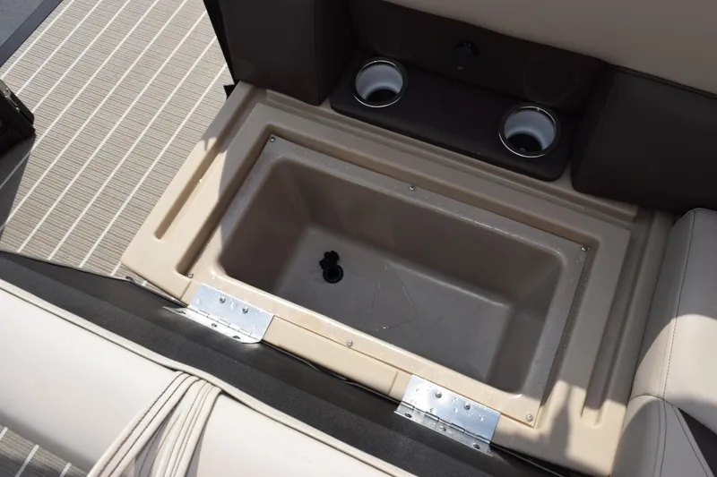 Slide: The Image of Built-in cooler and cup holders on 2026 Bentley Pontoons Legacy 223 Cruise XL. - 19