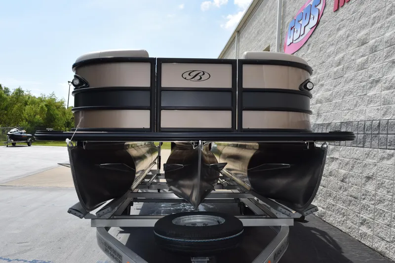 Slide: The Image of 2026 Bentley Pontoons Legacy 223 Cruise XL on trailer, front view. - 3