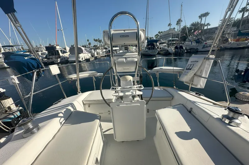 Slide: The Image of Cockpit view of 2001 Catalina 28 MkII sailboat docked in a marina. - 5