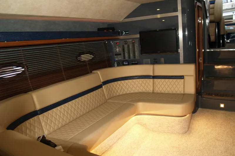 Slide: The Image of Luxurious interior of 2012 Hunton XRS 43 yacht with plush seating and modern amenities. - 5