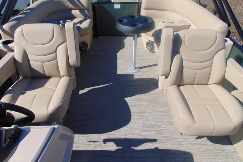 Slide: The Image of Luxurious seating on 2026 Godfrey Xperience 2086SBX pontoon boat interior. - 6