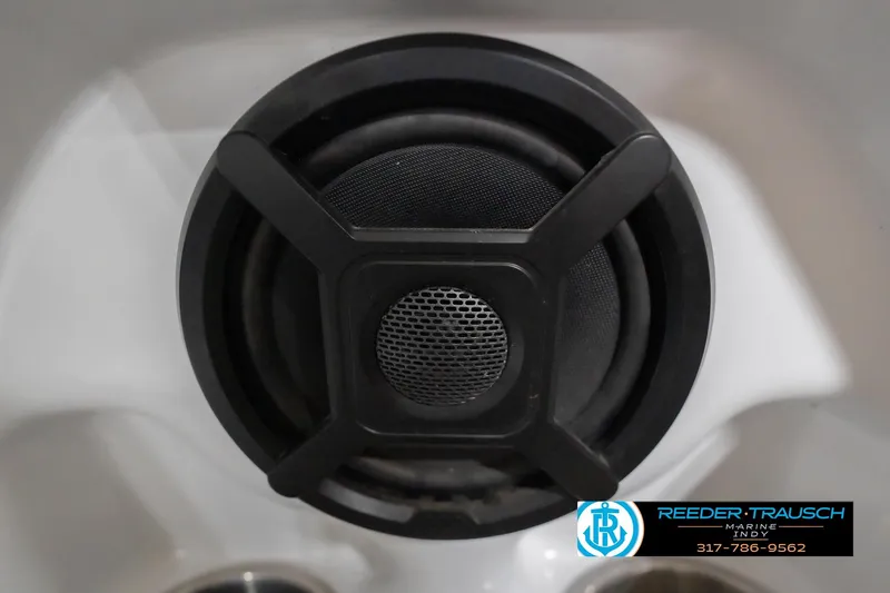 Slide: The Image of Close-up of a speaker on a 2017 Hurricane SunDeck Sport 202 OB boat. - 47