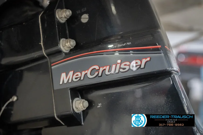 Slide: The Image of Close-up of a MerCruiser engine part on a 2017 Hurricane SunDeck Sport 202 OB boat. - 51