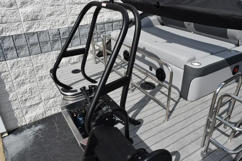 Slide: The Image of 2026 Bentley Pontoons Elite 223 Swingback with sleek seating and modern design. - 7