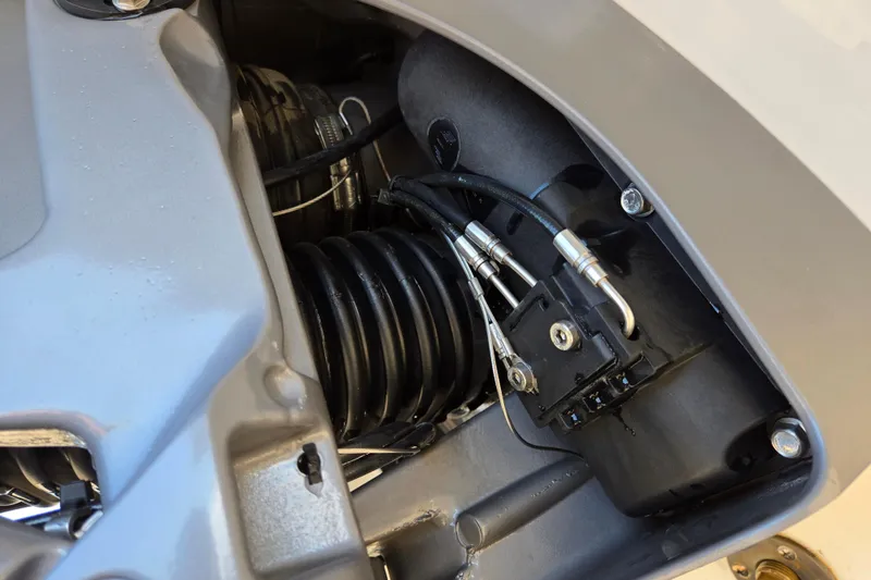 Slide: The Image of Close-up of 2012 Chaparral 196 SSi engine components and wiring details. - 17