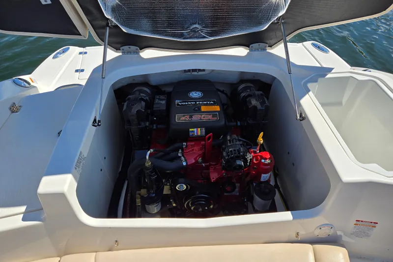 Slide: The Image of Open engine compartment of 2012 Chaparral 196 SSi boat with Volvo Penta 4.3GL engine. - 45