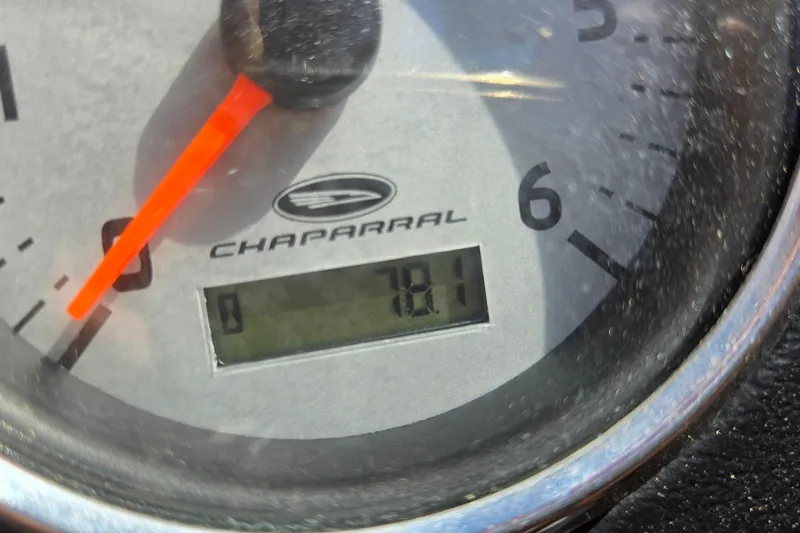 Slide: The Image of Close-up of 2012 Chaparral 196 SSi speedometer showing 78.1 hours. - 55