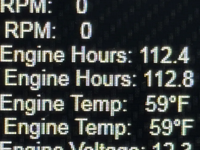 Slide: The Image of Chaparral Vortex 223 VR 2017 engine display showing hours and temperature. - 13