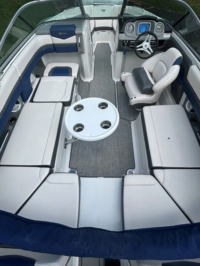 Slide: The Image of Interior of a 2017 Chaparral Vortex 223 VR boat with seating area. - 5