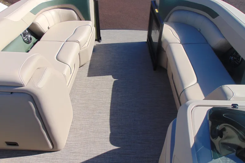 Slide: The Image of Interior of 2026 Godfrey SWEETWATER 2286 SFL pontoon boat with beige seating. - 8