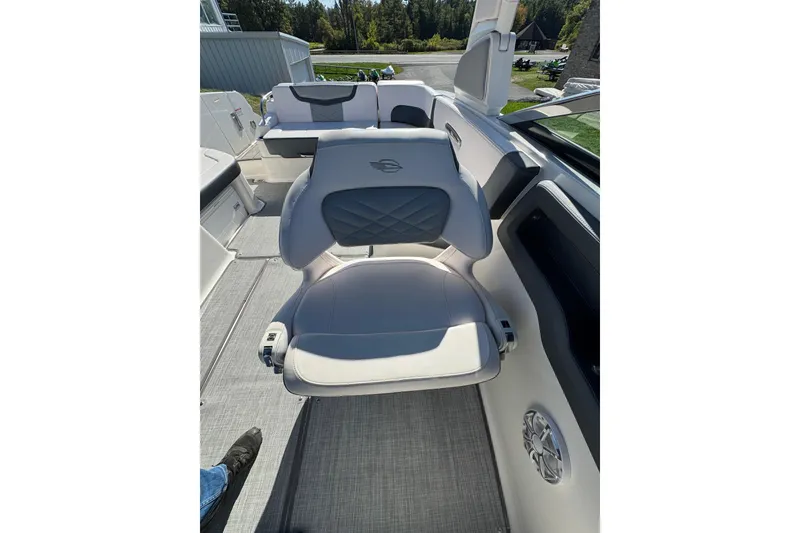 Slide: The Image of 2019 Chaparral 297 SSX boat interior with luxurious seating and modern design. - 21