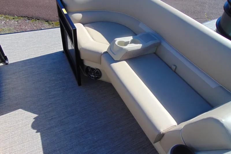 Slide: The Image of Luxurious seating on 2026 Godfrey EX 1880 Cruise pontoon boat with cup holders. - 7
