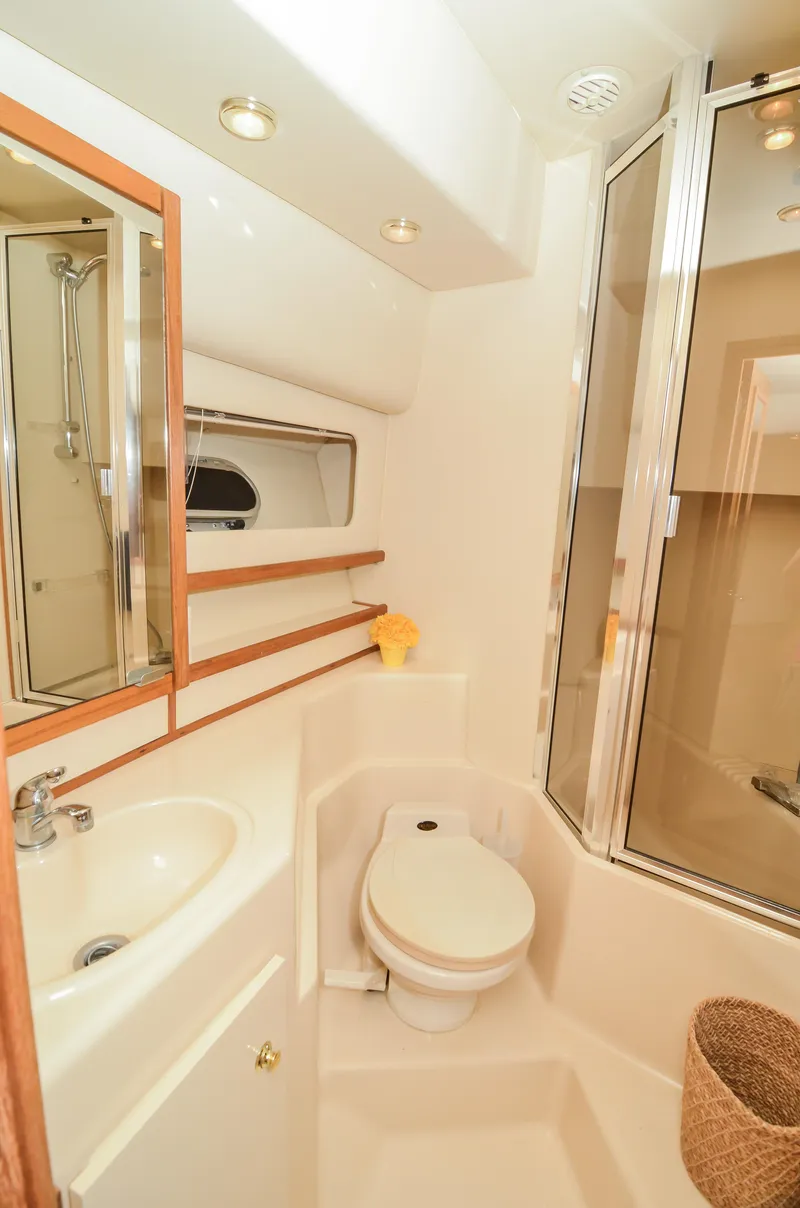 Slide: The Image of Luxurious bathroom in 2002 Bayliner 4788 Pilot House Motoryacht with shower and vanity. - 45