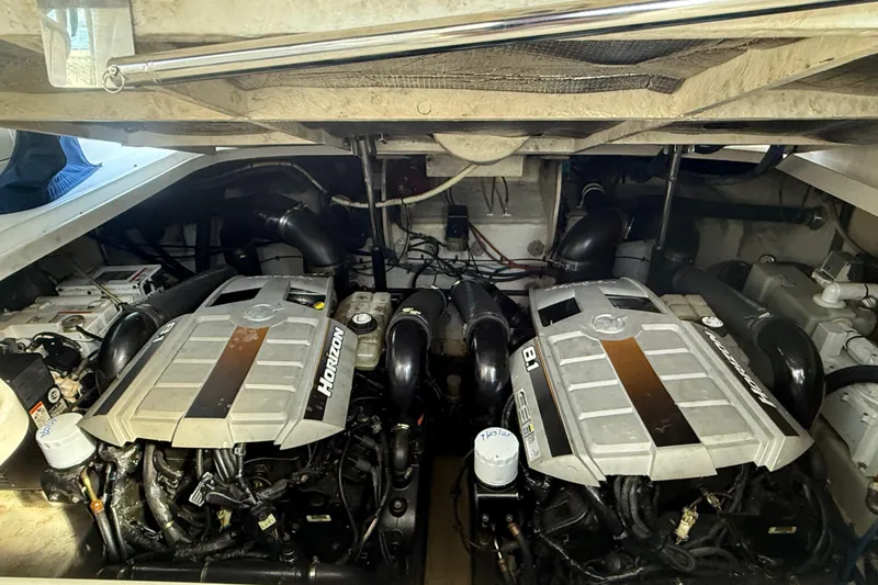 Slide: The Image of Engine compartment of a 2008 Sea Ray 350 Sundancer with twin Horizon engines. - 15