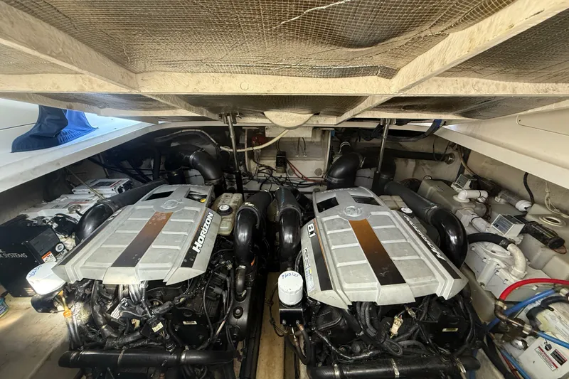 Slide: The Image of Engine room of 2008 Sea Ray 350 Sundancer with twin Horizon engines. - 17