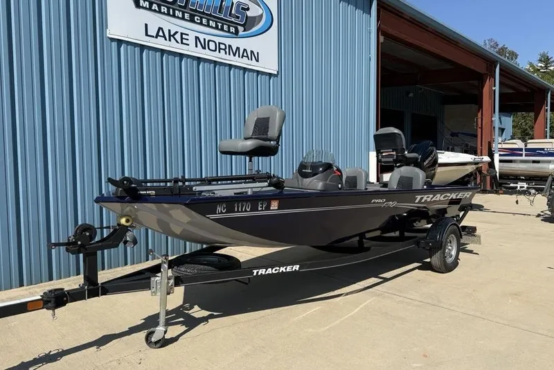 Slide: The Image of 2020 Tracker Pro 170 boat on trailer at Lake Norman Marine Center. - 2