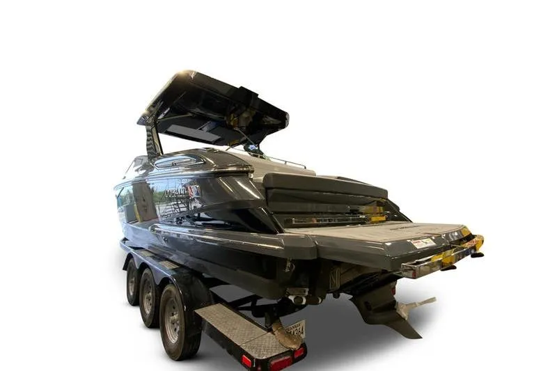 Slide: The Image of 2026 Cobalt A29 boat interior with modern seating and sleek design. - 13