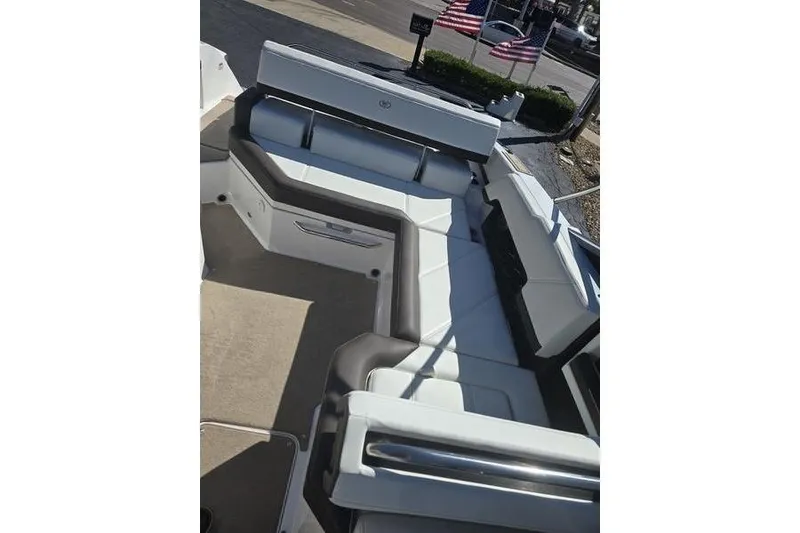 Slide: The Image of 2022 Cobalt R4 boat interior with spacious seating and modern design. - 14