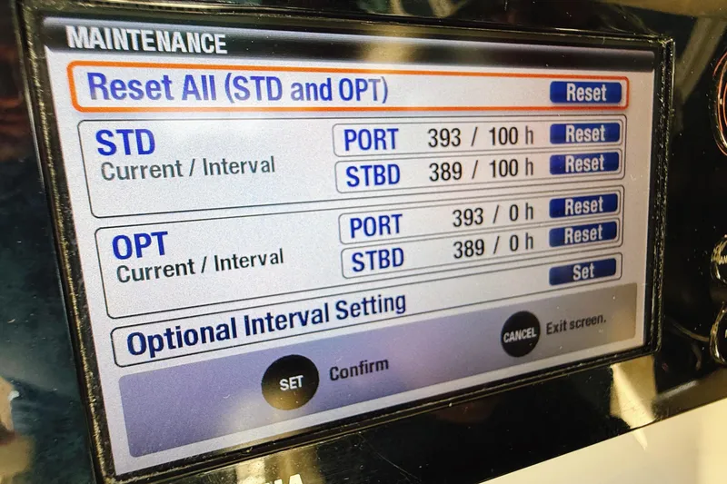 Slide: The Image of Display screen showing maintenance settings for Century 2600 Walkaround, 2016 model. - 16
