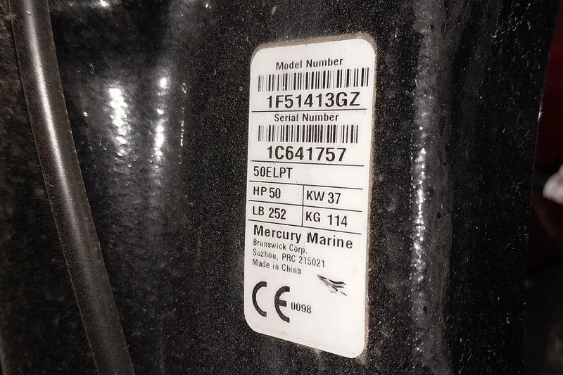 Slide: The Image of Label on 2021 Tracker Super Guide V-16 SC, Mercury Marine engine specifications. - 37