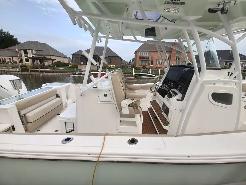 Slide: The Image of 2017 Sea Fox 328 Commander boat interior with toilet and storage area. - 21