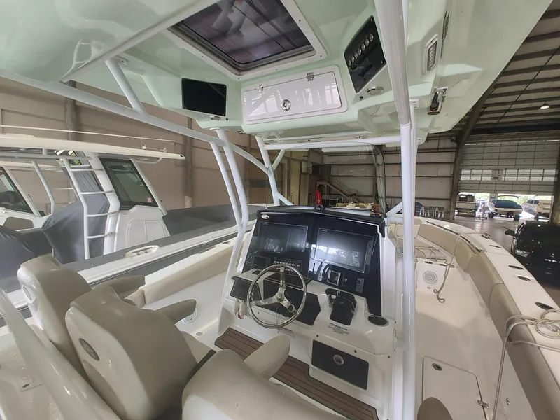 Slide: The Image of Electrical components inside a 2017 Sea Fox 328 Commander boat. - 29