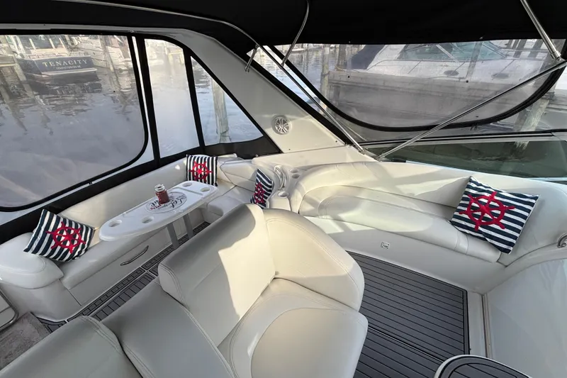 Slide: The Image of Raymarine E80 navigation system on 1998 Silverton 360 Express yacht dashboard. - 13