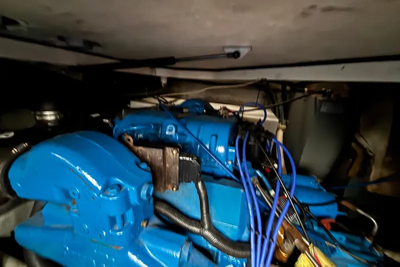 Slide: The Image of Bathroom interior of 1998 Silverton 360 Express yacht with shower and vanity. - 26