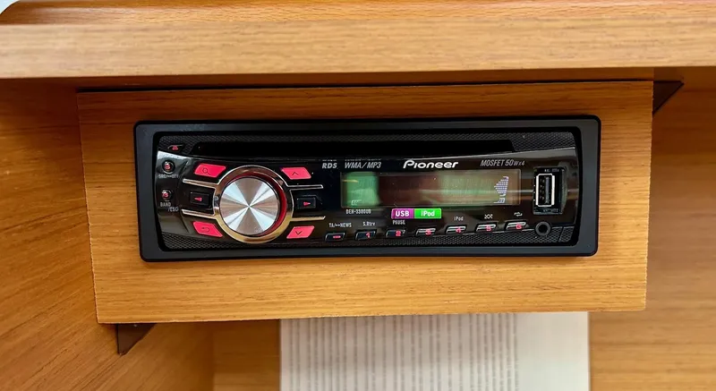 Slide: The Image of Pioneer stereo system in 2012 Jeanneau 50 DS yacht interior. - 37