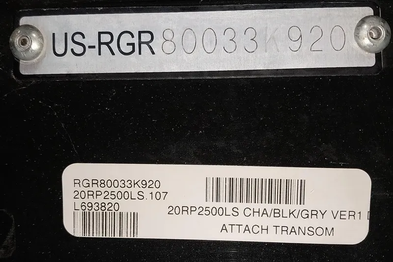 Slide: The Image of 2020 Ranger 2500LS identification plate with serial and model numbers. - 74