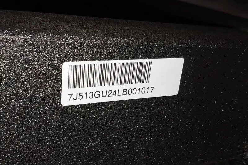 Slide: The Image of Barcode label on 2020 Ranger 2500LS, displaying serial number 7J513GU24LB001017. - 76
