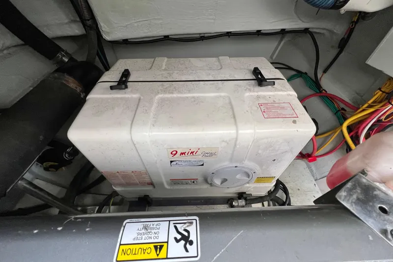 Slide: The Image of Engine room of a 2019 Aquila 44 yacht, featuring a Yanmar engine. - 107