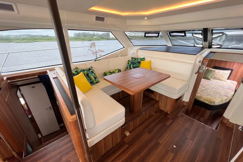 Slide: The Image of Luxurious interior of 2019 Aquila 44 yacht with elegant seating and wooden finishes. - 61