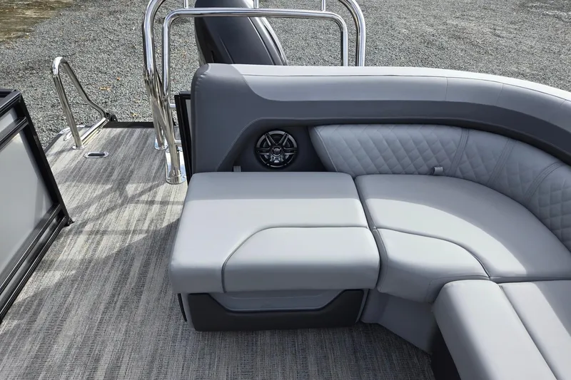 Slide: The Image of Luxurious seating on 2026 Godfrey Sweetwater 2086 C pontoon boat, featuring sleek design and comfort. - 22