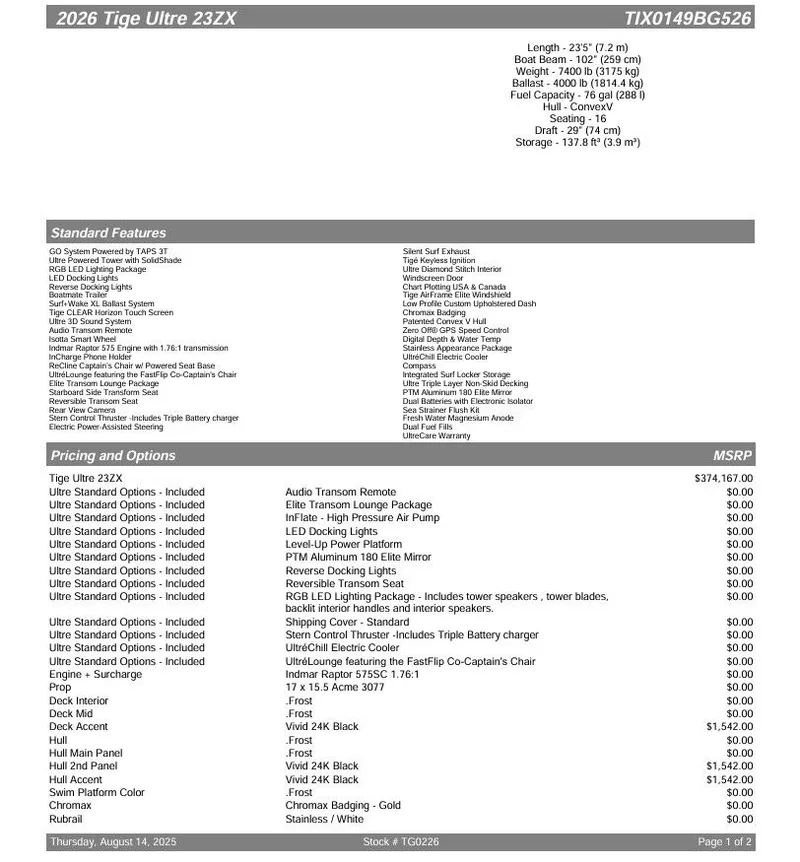 Slide: The Image of Tigé Ultre 23 ZX 2026 - 40
