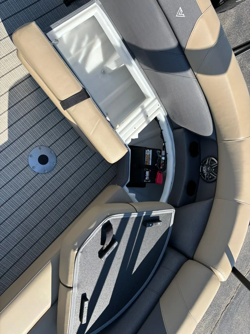 Slide: The Image of Interior view of the 2026 Viaggio V20C pontoon boat. - 13