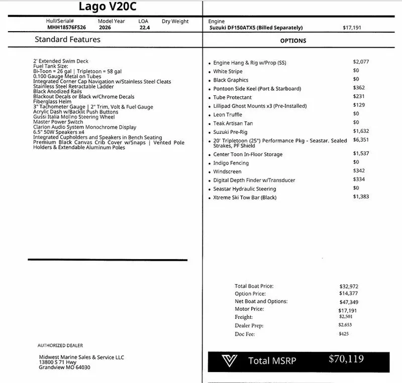 Slide: The Image of Viaggio V20C 2026 boat with open storage compartment. - 15