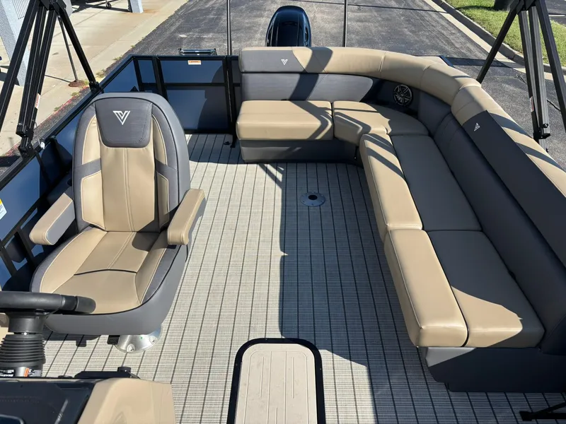 Slide: The Image of Interior of 2026 Viaggio V20C pontoon boat with luxurious seating. - 23