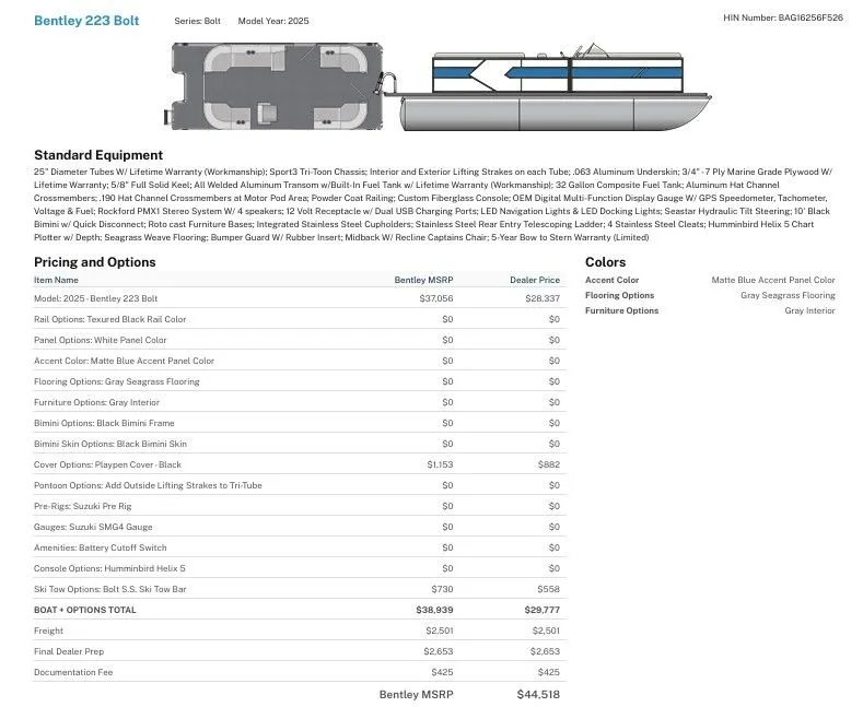 Slide: The Image of Bentley Pontoons 223 Bolt 2026 - 8