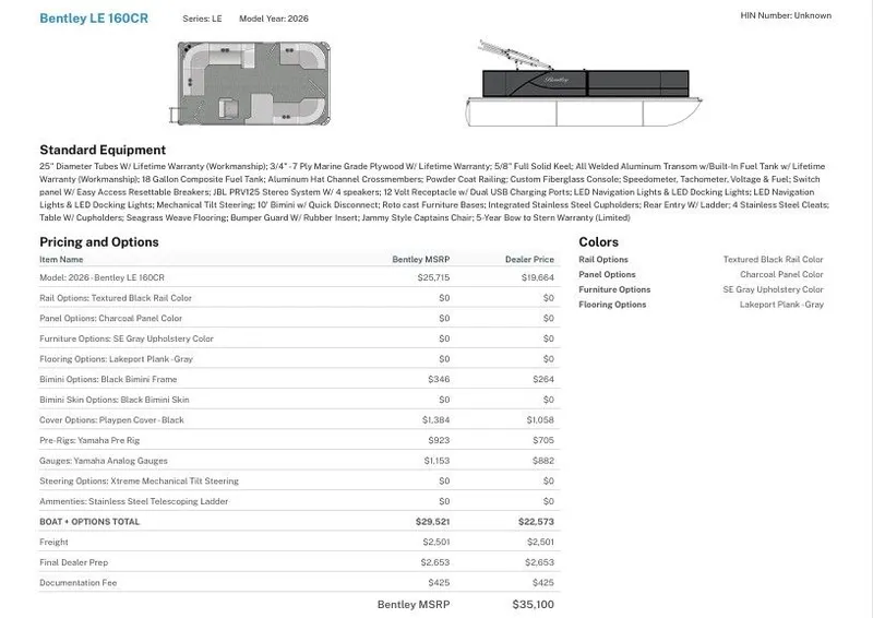 Slide: The Image of Bentley Pontoons 160 LE CR 2026 - 4