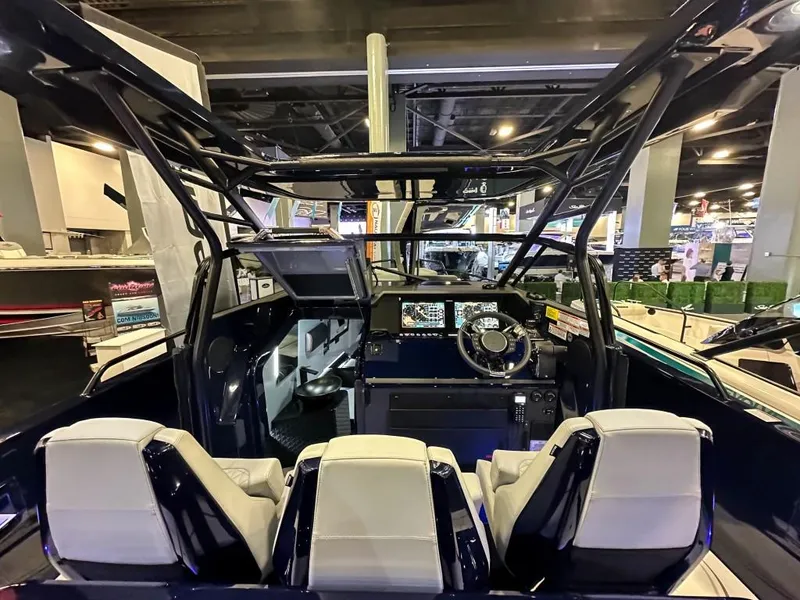 Slide: The Image of Interior of 2023 BRABUS Shadow 900 ST boat with modern cockpit design. - 8