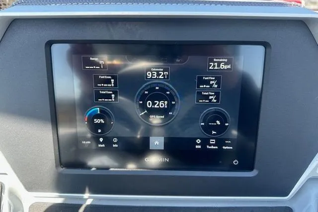 Slide: The Image of Dashboard display of 2024 Manitou LX 25 SRS showing fuel and speed metrics. - 24