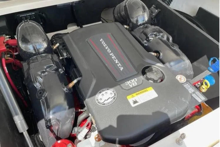Slide: The Image of Engine compartment of 2025 Regal LS2 Surf with Volvo Penta 300 V8 engine. - 10