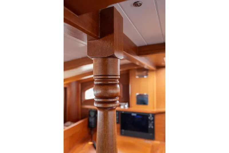 Slide: The Image of Interior of 2011 Spirit 50 DH yacht showcasing elegant wooden craftsmanship. - 30