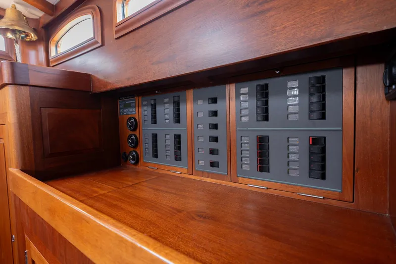 Slide: The Image of Wooden interior of 2011 Spirit 50 DH yacht with control panels. - 32