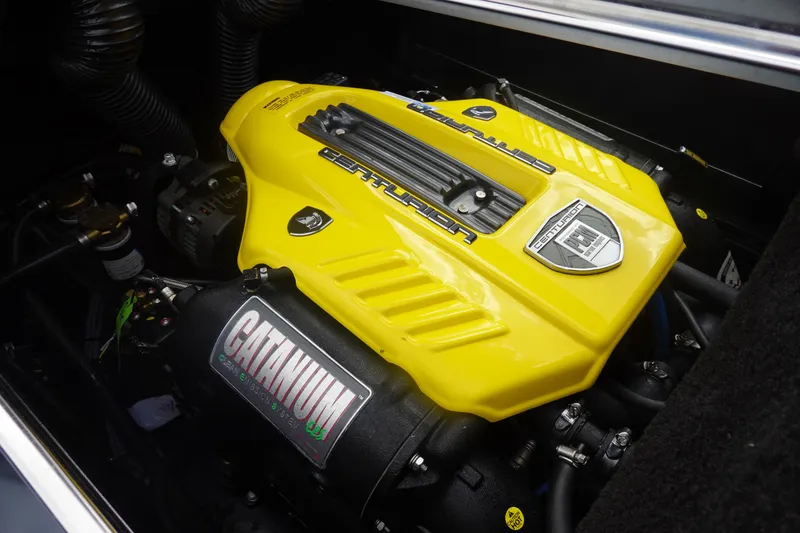 Slide: The Image of 2017 Centurion Ri217 engine with yellow cover and Catanium components. - 39