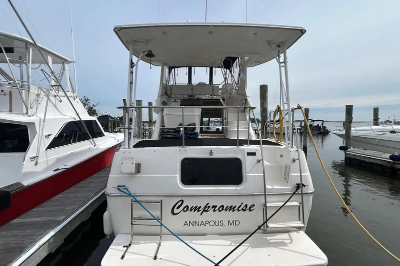 Slide: The Image of 1997 Bayliner 3587 Motoryacht docked in Annapolis, MD marina. - 2