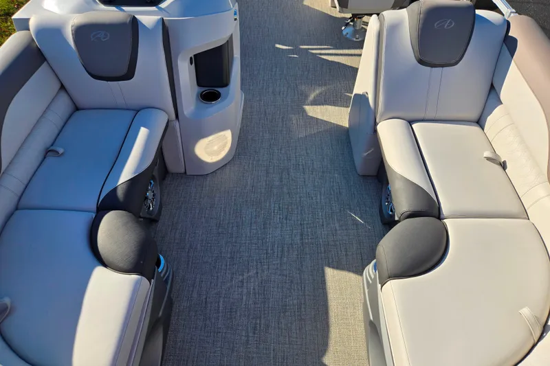 Slide: The Image of 2023 Avalon LSZ Quad Lounger interior with plush seating and modern design. - 11