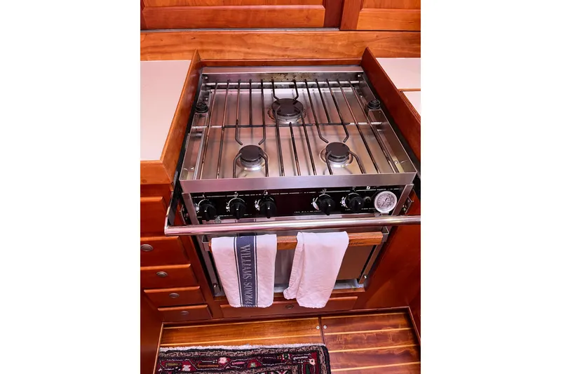 Slide: The Image of Stainless steel stove in Able Apogee 50 yacht kitchen, 1995 model. - 25